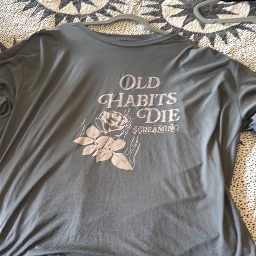 Taylor swift inspired Gray Graphic Tee with Rose Design